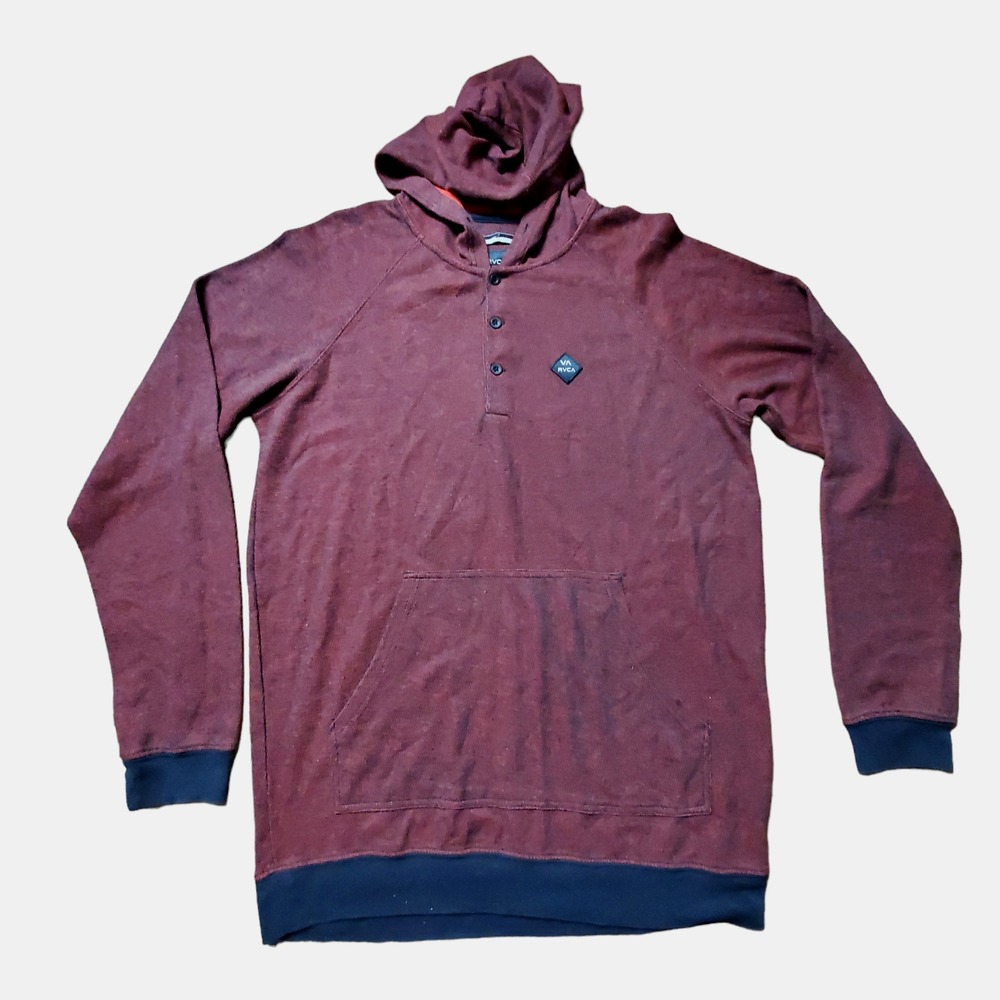 RVCA VA Regular Fit Pullover Hoodie Mens Red Front Pocket Long Sleeve Size M